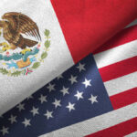 United States and Mexico flag together realtions textile cloth fabric texture